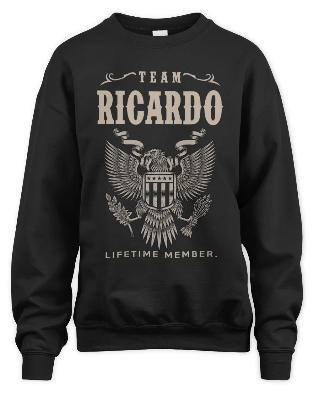 RICARDO TP06-K82 – Personalized Classic Style Apparel “Team NAME Lifetime Member” - Unisex Sweatshirt - Black