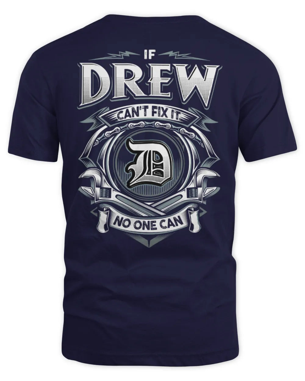 DREW AP81-K4-626 - Personalized Ahmed Quote Apparel “If Ahmed Can't Fix It, No One Can” - Unisex Standard T-Shirt - Navy