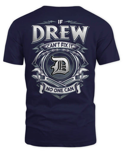 DREW AP81-K4-626 - Personalized Ahmed Quote Apparel “If Ahmed Can't Fix It, No One Can” - Unisex Standard T-Shirt - Navy