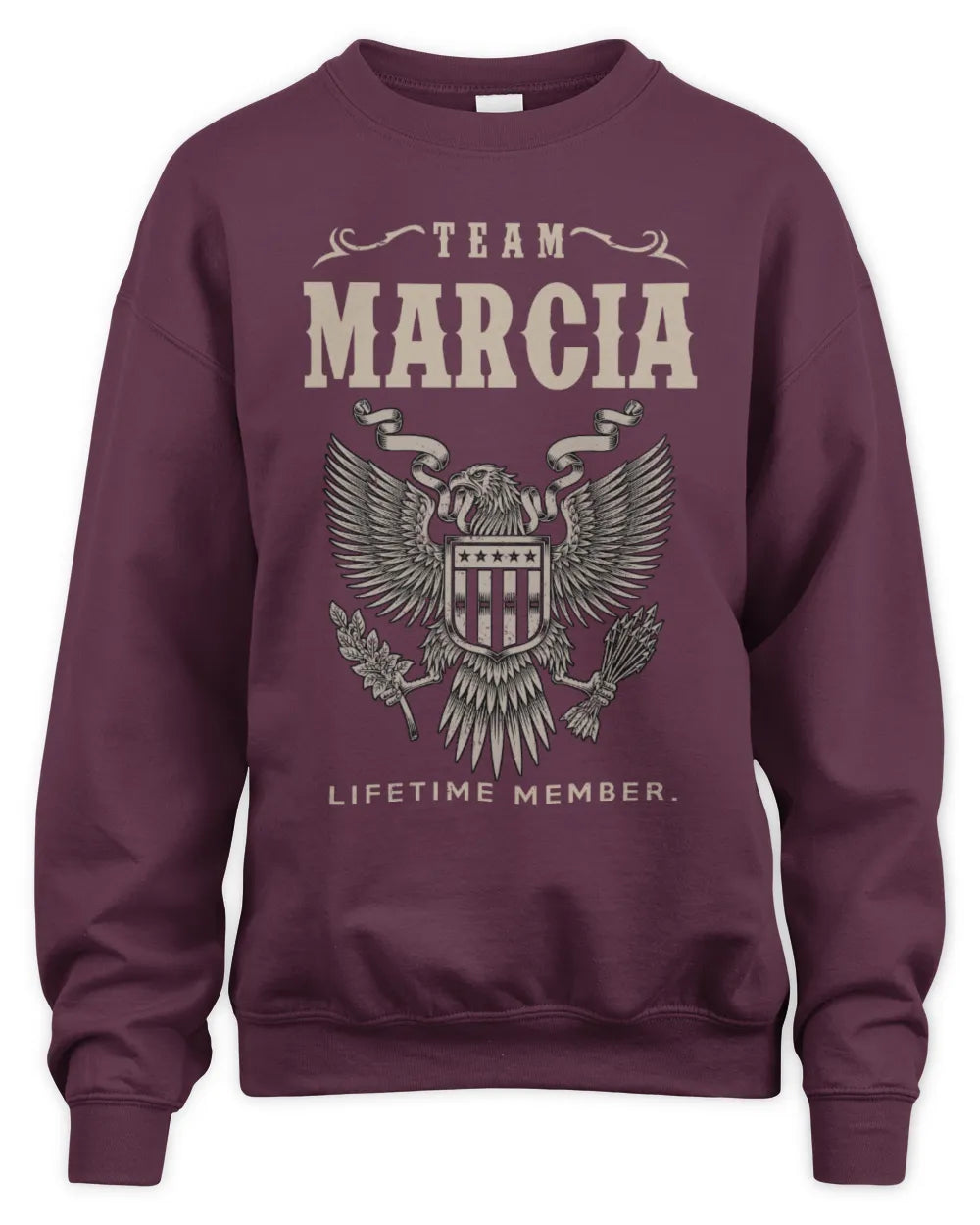 MARCIA TP06-K82 – Personalized Classic Style Apparel “Team NAME Lifetime Member” - Unisex Sweatshirt - Maroon