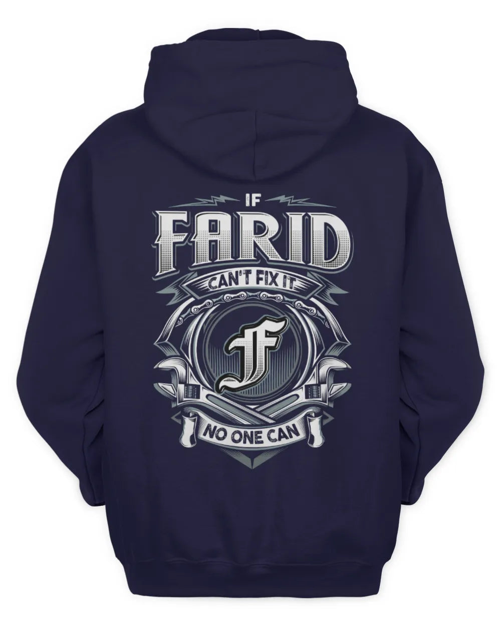 FARID AP81-K4-626 - Personalized Ahmed Quote Apparel “If Ahmed Can't Fix It, No One Can” - Unisex Hoodie - Navy