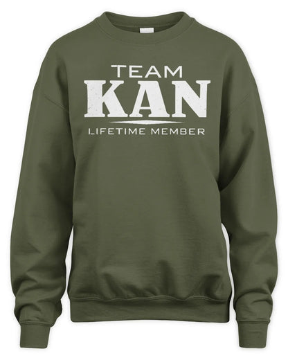 KAN BL62-K4-128 - Personalized “Team NAME Lifetime Member” - Unisex Sweatshirt - Military Green
