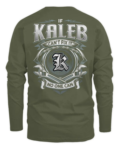 KALEB AP81-K4-626 - Personalized Ahmed Quote Apparel “If Ahmed Can't Fix It, No One Can” - Men's Long Sleeved T-Shirt - Military Green