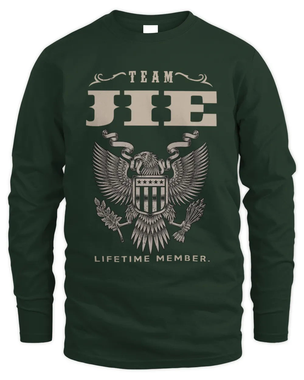 JIE TP06-K82 – Personalized Classic Style Apparel “Team NAME Lifetime Member” - Men's Long Sleeved T-Shirt - Forest Green