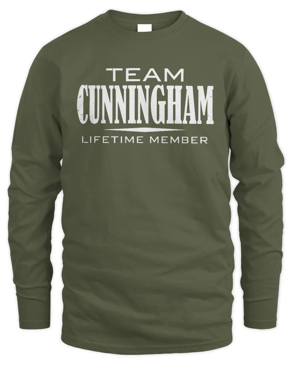 CUNNINGHAM BL62-K4-128 - Personalized “Team NAME Lifetime Member” - Men's Long Sleeved T-Shirt - Military Green
