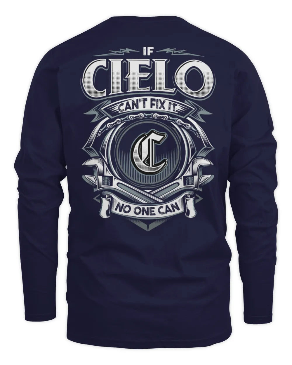 CIELO AP81-K4-626 - Personalized Ahmed Quote Apparel “If Ahmed Can't Fix It, No One Can” - Men's Long Sleeved T-Shirt - Navy