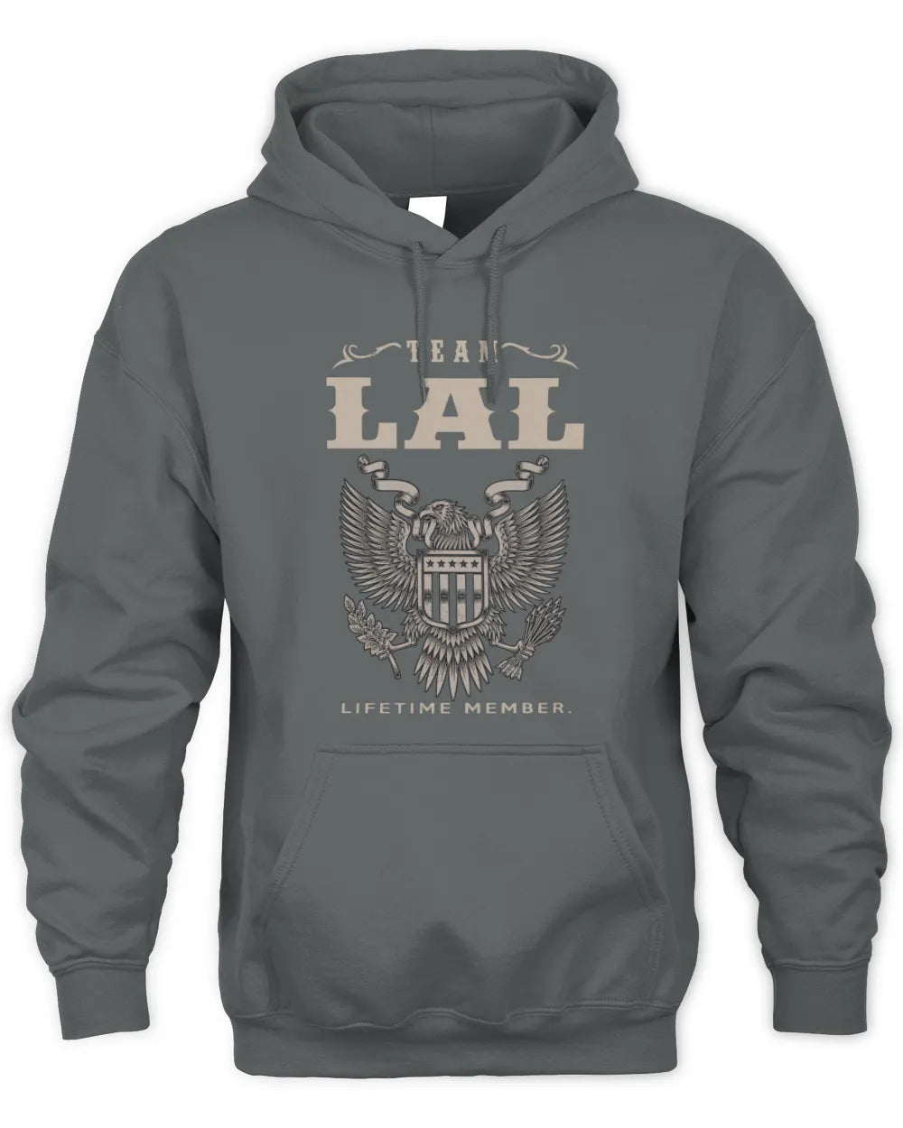 LAL TP06-K82 – Personalized Classic Style Apparel “Team NAME Lifetime Member” - Unisex Hoodie - Charcoal
