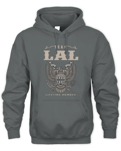 LAL TP06-K82 – Personalized Classic Style Apparel “Team NAME Lifetime Member” - Unisex Hoodie - Charcoal