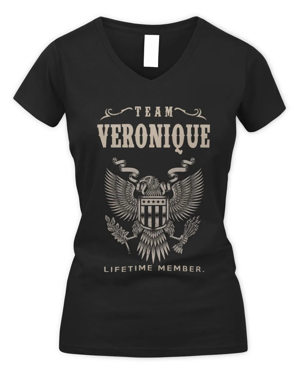VERONIQUE TP06-K82 – Personalized Classic Style Apparel “Team NAME Lifetime Member” - Women's V-Neck T-Shirt - Black