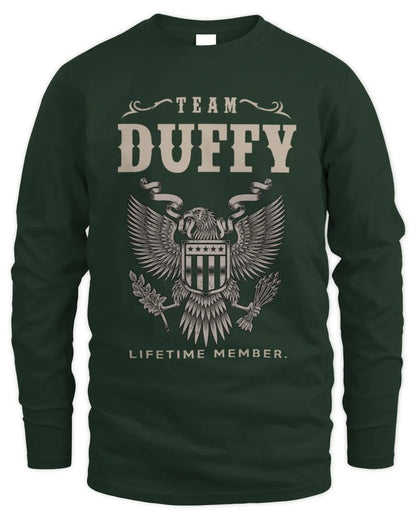 DUFFY TP06-K82 – Personalized Classic Style Apparel “Team NAME Lifetime Member” - Men's Long Sleeved T-Shirt - Forest Green