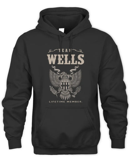WELLS TP06-K82 – Personalized Classic Style Apparel “Team NAME Lifetime Member” - Unisex Hoodie - Black