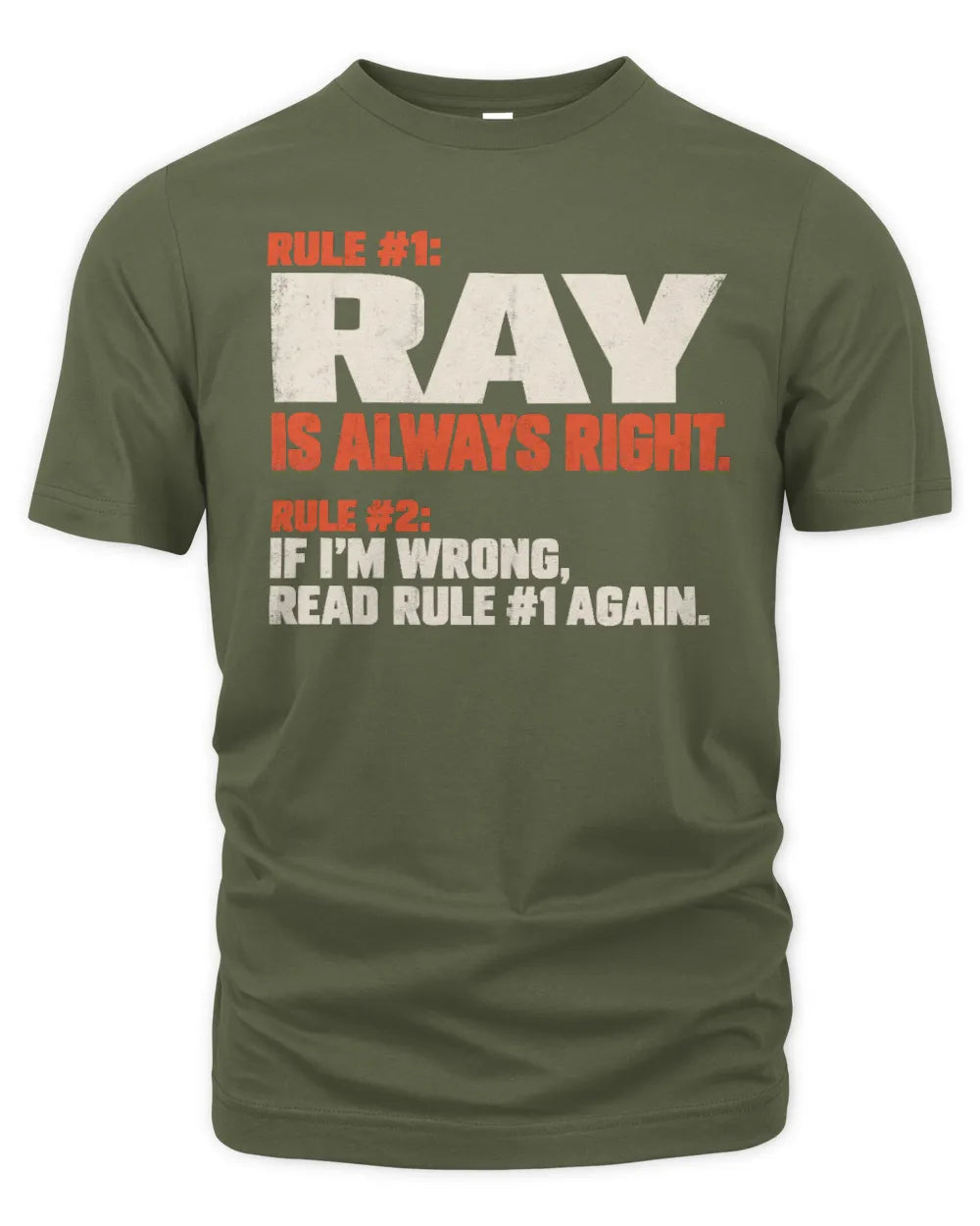 RAY NP1-H006 - Always Right Personalized Name T-Shirt – Funny Custom Name Shirt - Unisex Standard T-Shirt - Military Green