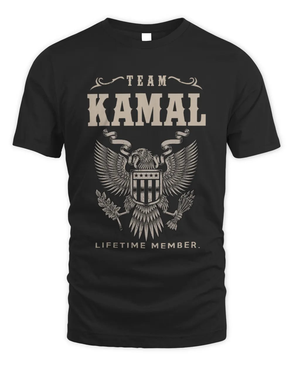 KAMAL TP06-K82 – Personalized Classic Style Apparel “Team NAME Lifetime Member” - Unisex Standard T-Shirt - Black