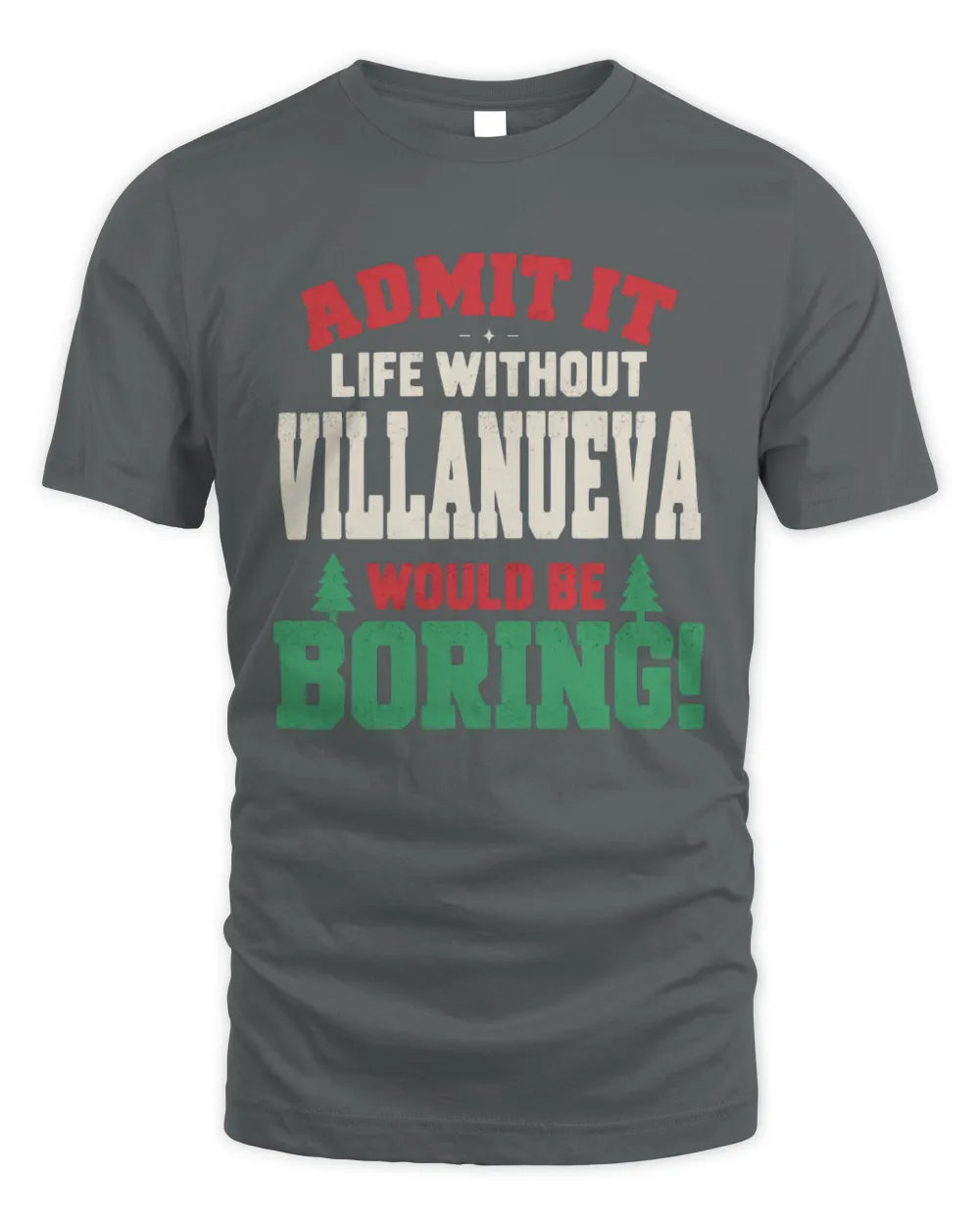 VILLANUEVA P5 TH08 Christmas T-Shirt – “Life Without NAME Would Be Boring” - Unisex Standard T-Shirt - Charcoal