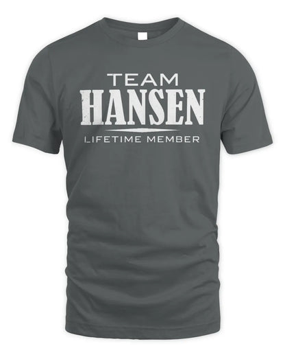 HANSEN BL62-K4-128 - Personalized “Team NAME Lifetime Member” - Unisex Standard T-Shirt - Charcoal