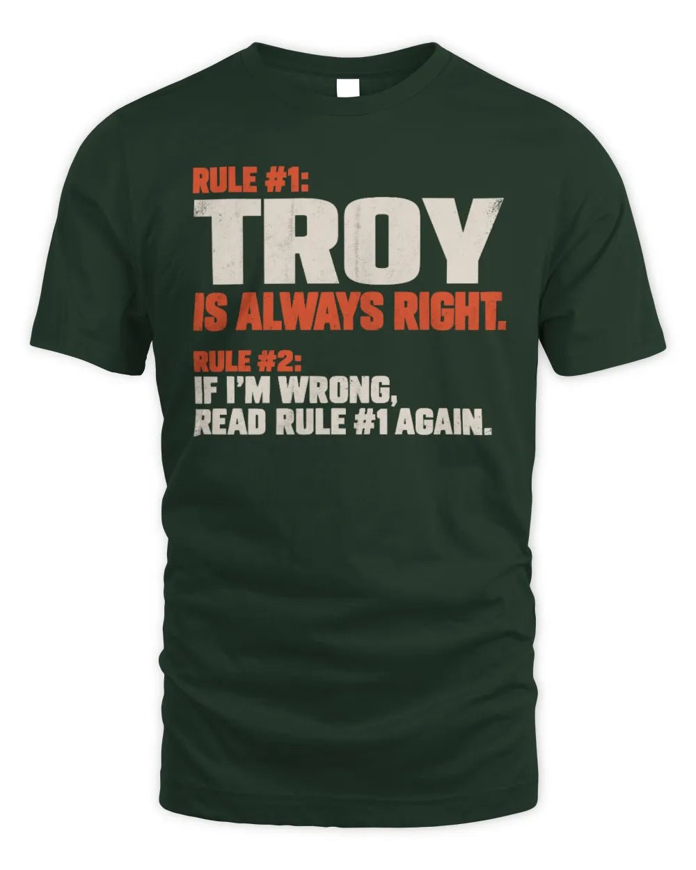 TROY NP1-H006 
Always Right Personalized Name T-Shirt – Funny Custom Name Shirt - Unisex Standard T-Shirt - Forest Green