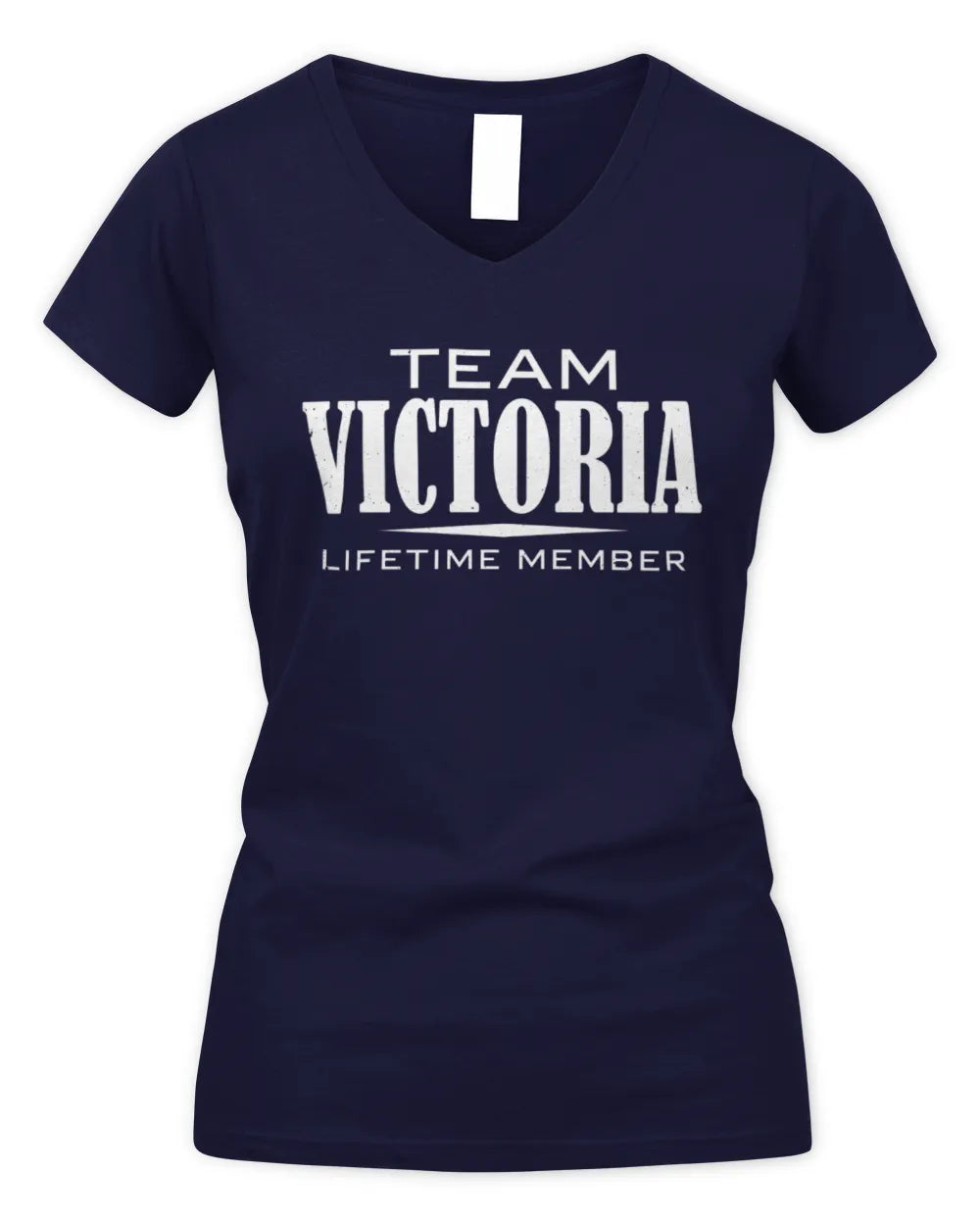 VICTORIA BL62-K4-128 - Personalized “Team NAME Lifetime Member” - Women's V-Neck T-Shirt - Navy