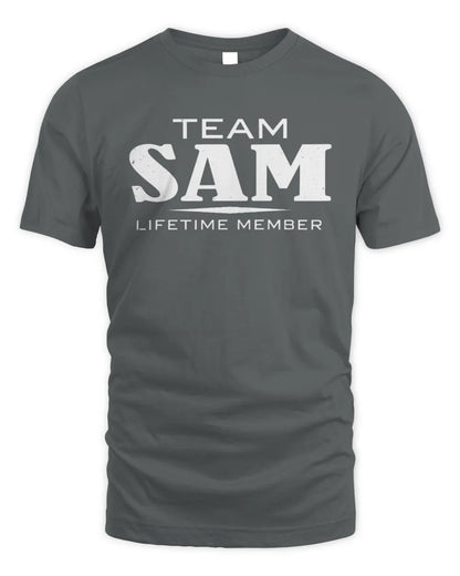 SAM BL62-K4-128 - Personalized “Team NAME Lifetime Member” - Unisex Standard T-Shirt - Charcoal