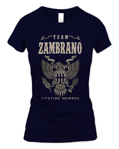 ZAMBRANO TP06-K82 – Personalized Classic Style Apparel “Team NAME Lifetime Member” - Women's Standard T-Shirt - Navy