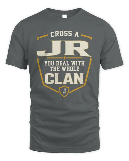 JR NT1-K008 Cross A/An NAME, You Deal With the Whole Clan | Personalized Vintage T-Shirt - Unisex Standard T-Shirt - Charcoal