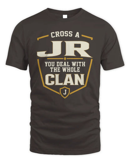 JR NT1-K008 Cross A/An NAME, You Deal With the Whole Clan | Personalized Vintage T-Shirt - Unisex Standard T-Shirt - Dark Chocolate