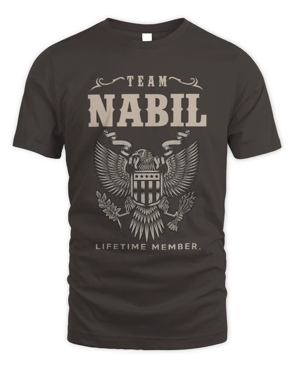 NABIL TP06-K82 – Personalized Classic Style Apparel “Team NAME Lifetime Member” - Unisex Standard T-Shirt - Dark Chocolate