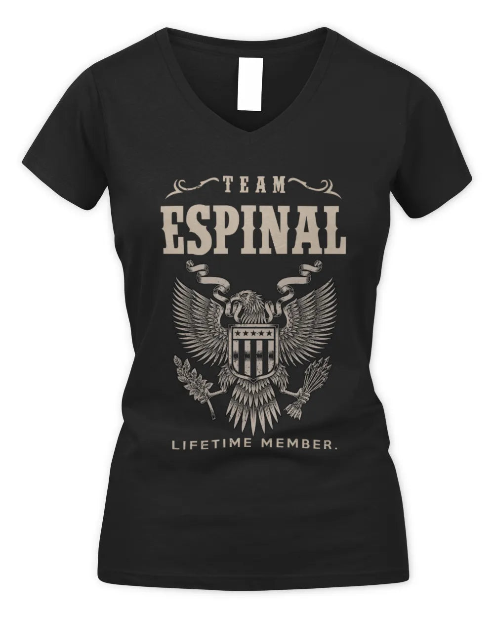 ESPINAL TP06-K82 – Personalized Classic Style Apparel “Team NAME Lifetime Member” - Women's V-Neck T-Shirt - Black