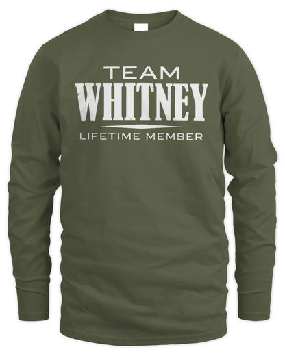 WHITNEY BL62-K4-128 - Personalized “Team NAME Lifetime Member” - Men's Long Sleeved T-Shirt - Military Green