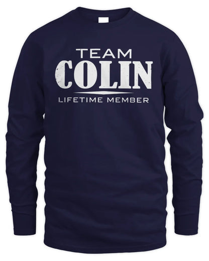 COLIN BL62-K4-128 - Personalized “Team NAME Lifetime Member” - Men's Long Sleeved T-Shirt - Navy