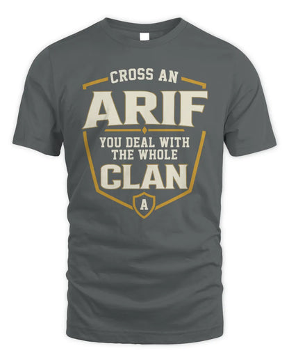 ARIF NT1-K008 Cross A/An NAME, You Deal With the Whole Clan | Personalized Vintage T-Shirt - Unisex Standard T-Shirt - Charcoal