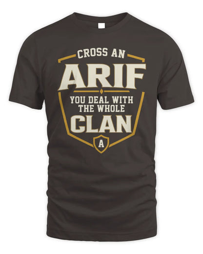 ARIF NT1-K008 Cross A/An NAME, You Deal With the Whole Clan | Personalized Vintage T-Shirt - Unisex Standard T-Shirt - Dark Chocolate