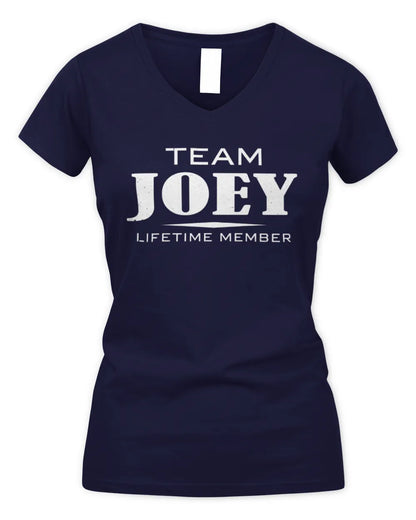 JOEY BL62-K4-128 - Personalized “Team NAME Lifetime Member” - Women's V-Neck T-Shirt - Navy