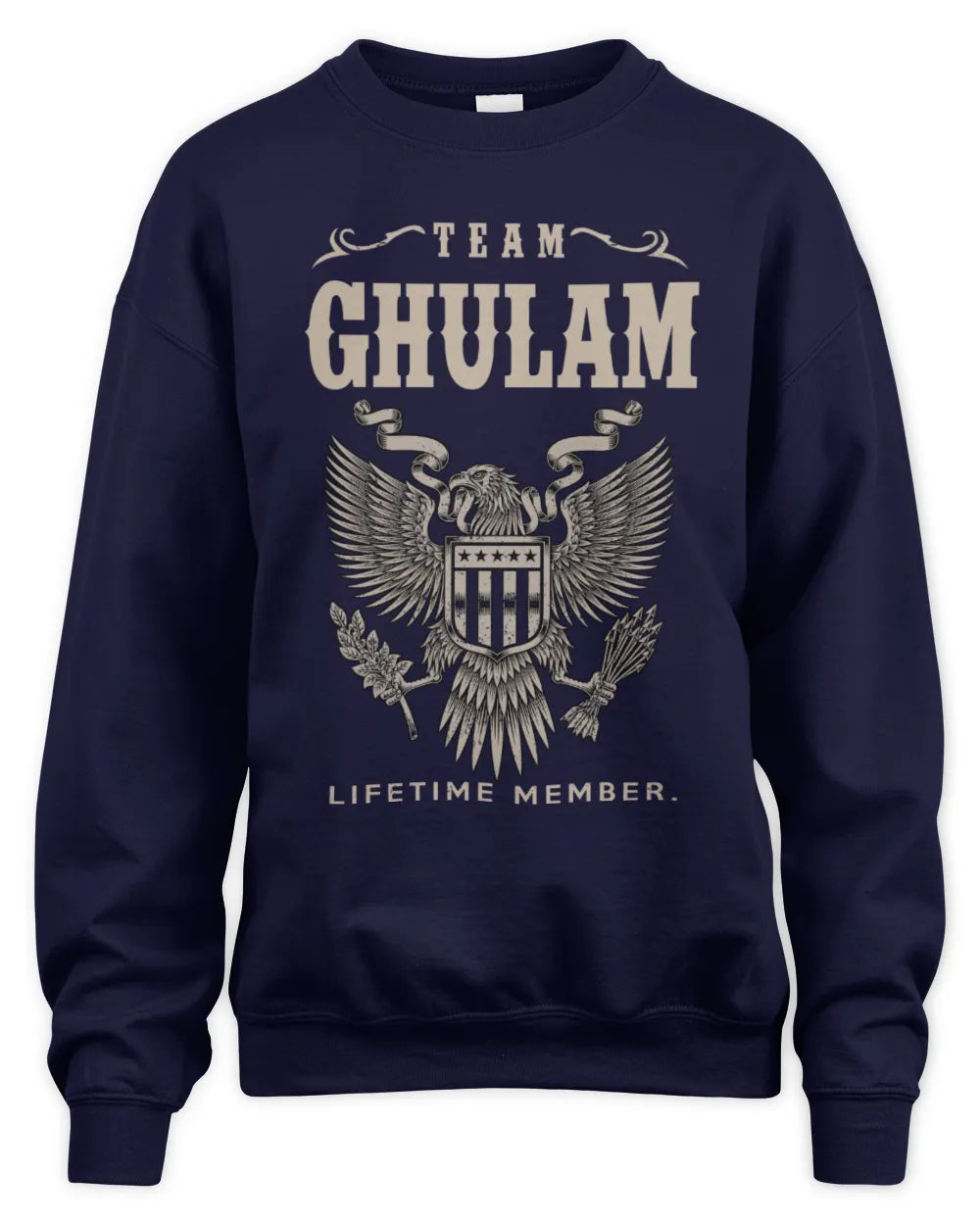GHULAM TP06-K82 – Personalized Classic Style Apparel “Team NAME Lifetime Member” - Unisex Sweatshirt - Navy