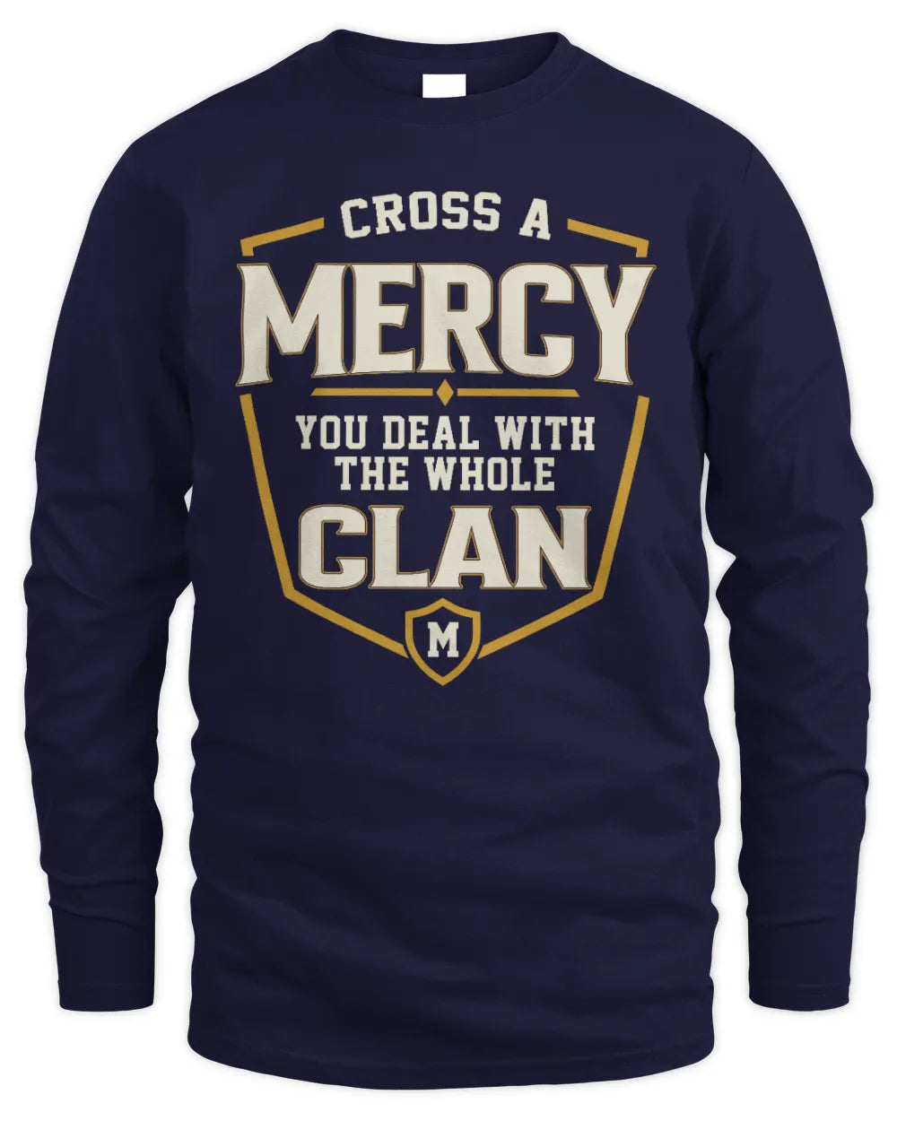 MERCY NT1-K008 Cross A/An NAME, You Deal With the Whole Clan | Personalized Vintage T-Shirt - Men's Long Sleeved T-Shirt - Navy