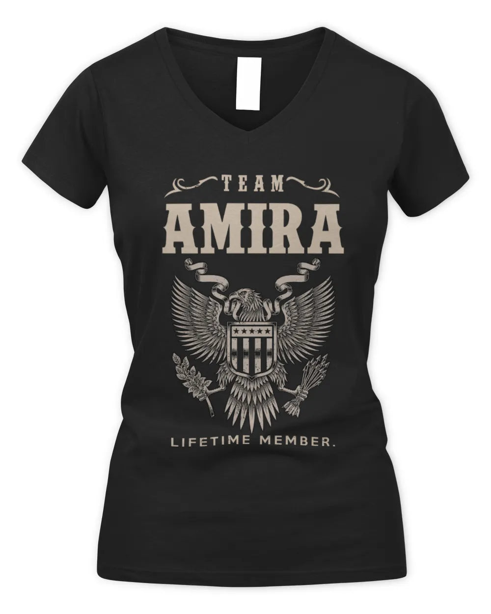 AMIRA TP06-K82 – Personalized Classic Style Apparel “Team NAME Lifetime Member” - Women's V-Neck T-Shirt - Black
