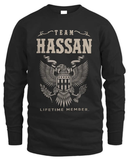 HASSAN TP06-K82 – Personalized Classic Style Apparel “Team NAME Lifetime Member” - Men's Long Sleeved T-Shirt - Black