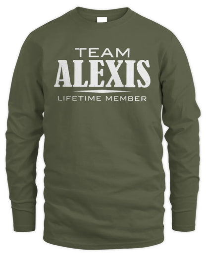 ALEXIS BL62-K4-128 - Personalized “Team NAME Lifetime Member” - Men's Long Sleeved T-Shirt - Military Green