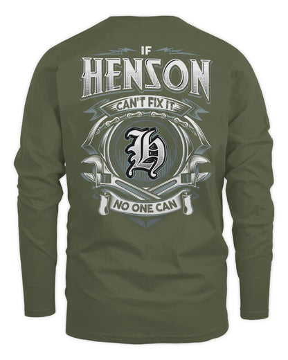 HENSON AP81-K4-626 - Personalized Ahmed Quote Apparel “If Ahmed Can't Fix It, No One Can” - Men's Long Sleeved T-Shirt - Military Green