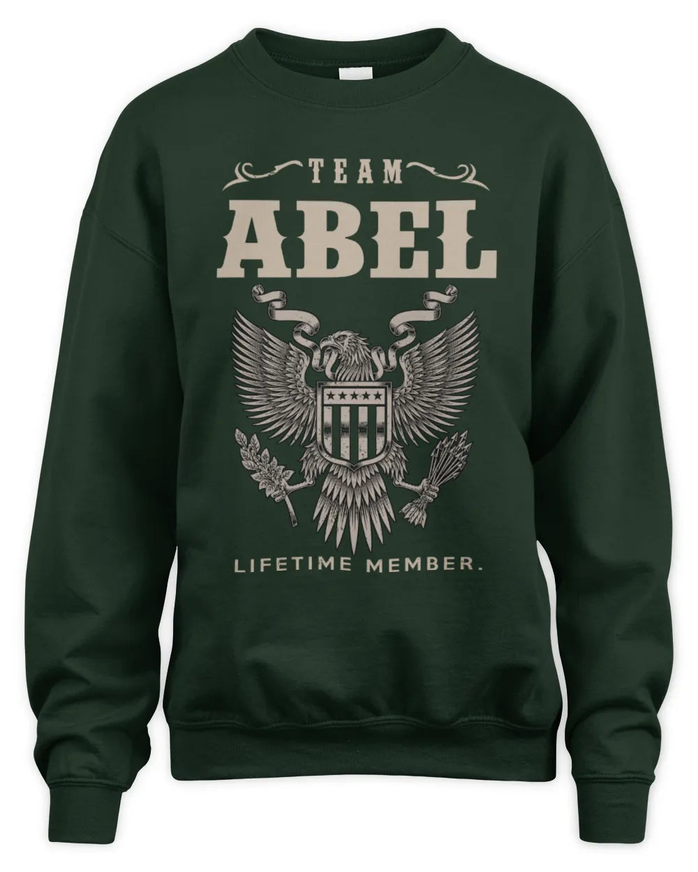 ABEL TP06-K82 – Personalized Classic Style Apparel “Team NAME Lifetime Member” - Unisex Sweatshirt - Forest Green