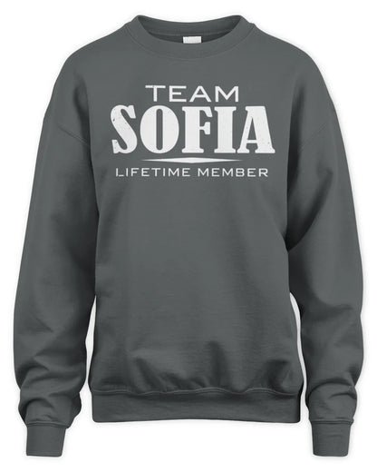 SOFIA BL62-K4-128 - Personalized “Team NAME Lifetime Member” - Unisex Sweatshirt - Charcoal