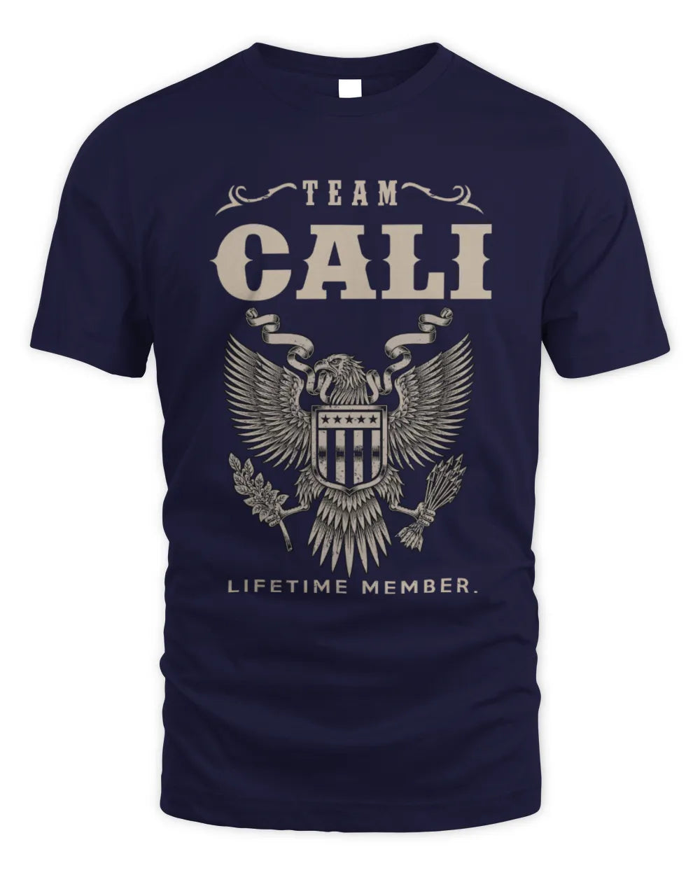 CALI TP06-K82 – Personalized Classic Style Apparel “Team NAME Lifetime Member” - Unisex Standard T-Shirt - Navy