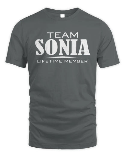 SONIA BL62-K4-128 - Personalized “Team NAME Lifetime Member” - Unisex Standard T-Shirt - Charcoal