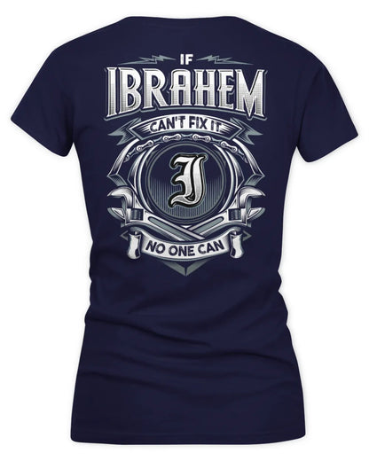 IBRAHEM AP81-K4-626 - Personalized Ahmed Quote Apparel “If Ahmed Can't Fix It, No One Can” - Women's V-Neck T-Shirt - Navy