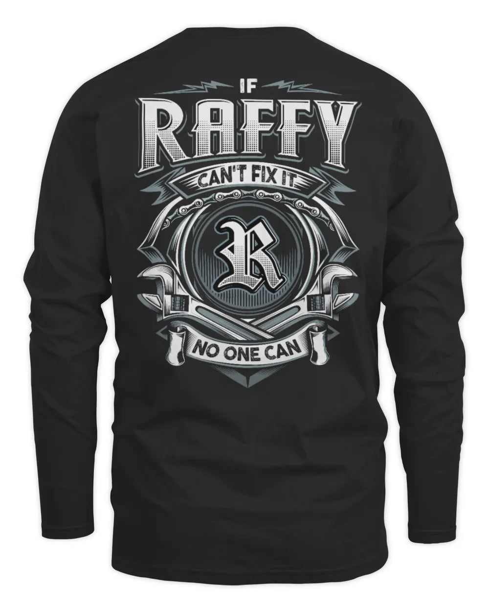 RAFFY AP81-K4-626 - Personalized Ahmed Quote Apparel “If Ahmed Can't Fix It, No One Can” - Men's Long Sleeved T-Shirt - Black