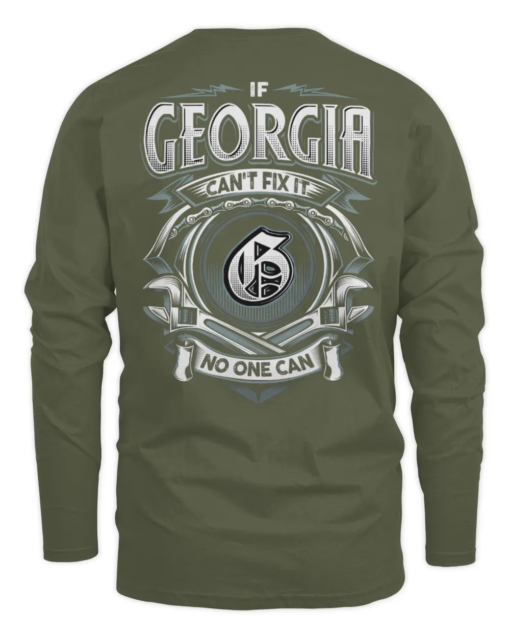 GEORGIA AP81-K4-626 - Personalized Ahmed Quote Apparel “If Ahmed Can't Fix It, No One Can” - Men's Long Sleeved T-Shirt - Military Green