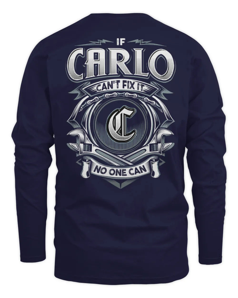 CARLO AP81-K4-626 - Personalized Ahmed Quote Apparel “If Ahmed Can't Fix It, No One Can” - Men's Long Sleeved T-Shirt - Navy