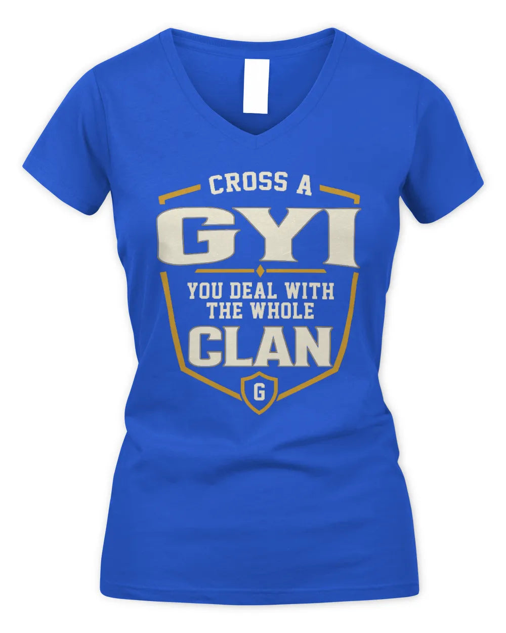 GYI NT1-K008 Cross A/An NAME, You Deal With the Whole Clan | Personalized Vintage T-Shirt - Women's V-Neck T-Shirt - Royal