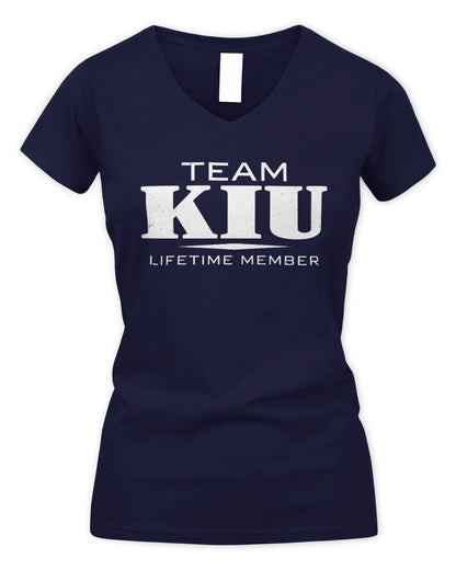 KIU BL62-K4-128 - Personalized “Team NAME Lifetime Member” - Women's V-Neck T-Shirt - Navy
