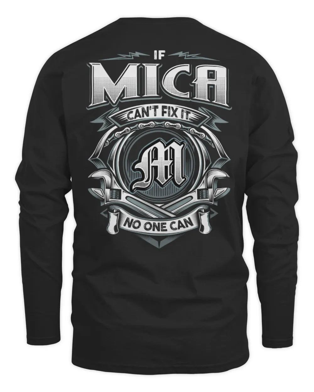MICA AP81-K4-626 - Personalized Ahmed Quote Apparel “If Ahmed Can't Fix It, No One Can” - Men's Long Sleeved T-Shirt - Black