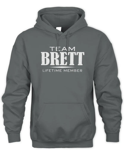 BRETT BL62-K4-128 - Personalized “Team NAME Lifetime Member” - Unisex Hoodie - Charcoal